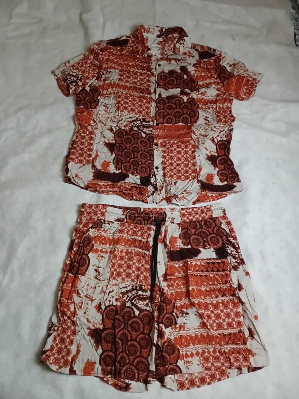 COOFANDY Mens 2 Piece Shirt & Short Set Tropical Short Sleeve Button Down XL